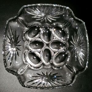 12" Square 8 Egg & 4 Relish Sections "Prescut" Glass Dish by Anchor Hocking